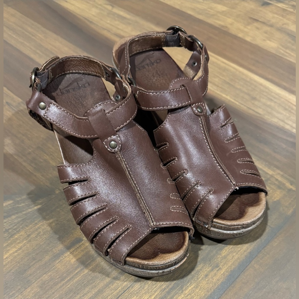 Dansko Womens Randa Strappy Slingback Heels Sandals Shoes Brown EU 37/US 6.5-7